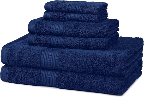 KAHAF Collection 6-Pack Bath Towels - Lightweight - Extra Absorbent - 100%  Cotton - Shower towels (Multi, 27 inchesx54 inches)